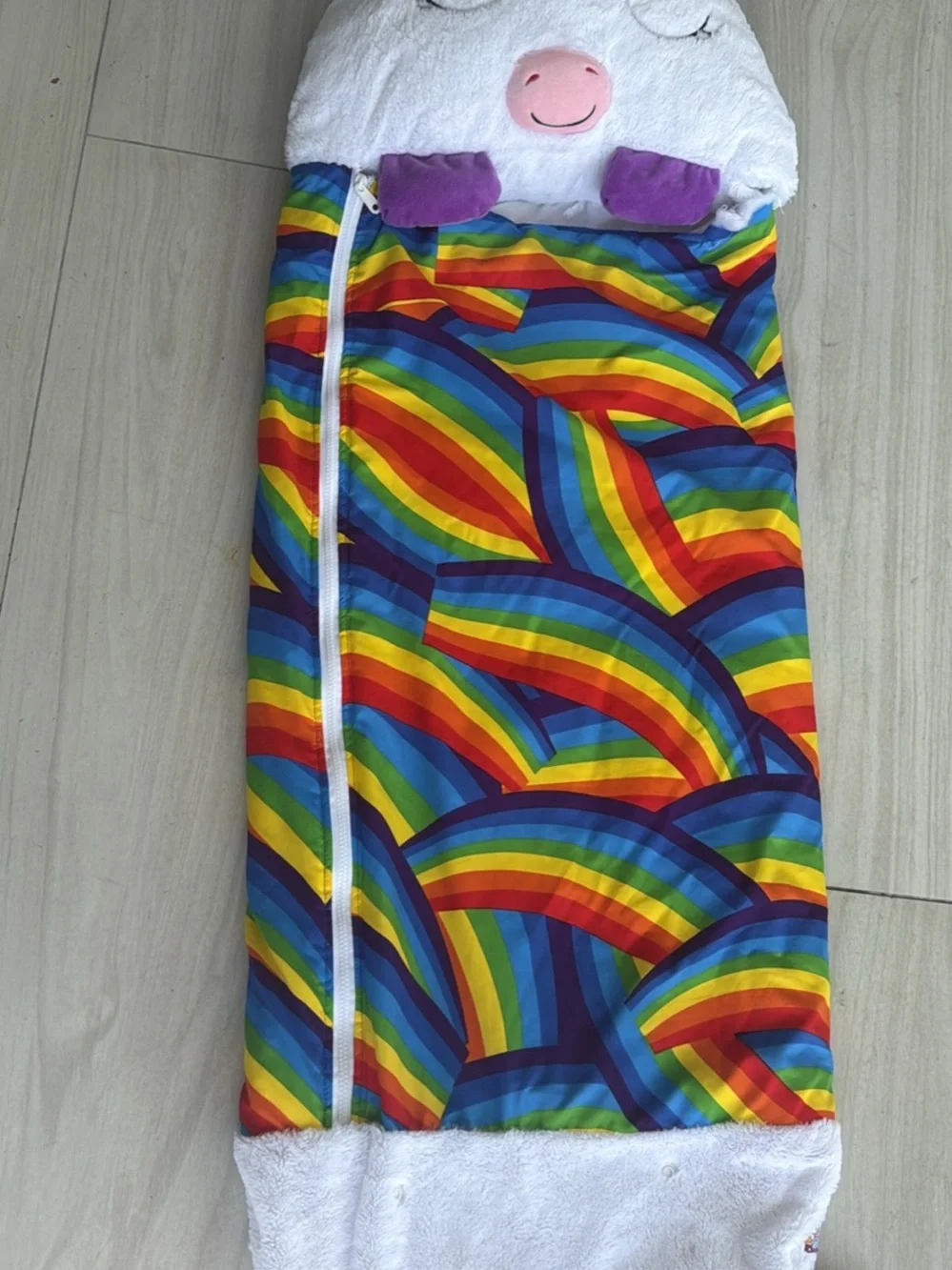 Unicorn Rainbow Kids Sleeping Bag - White & Multicolor